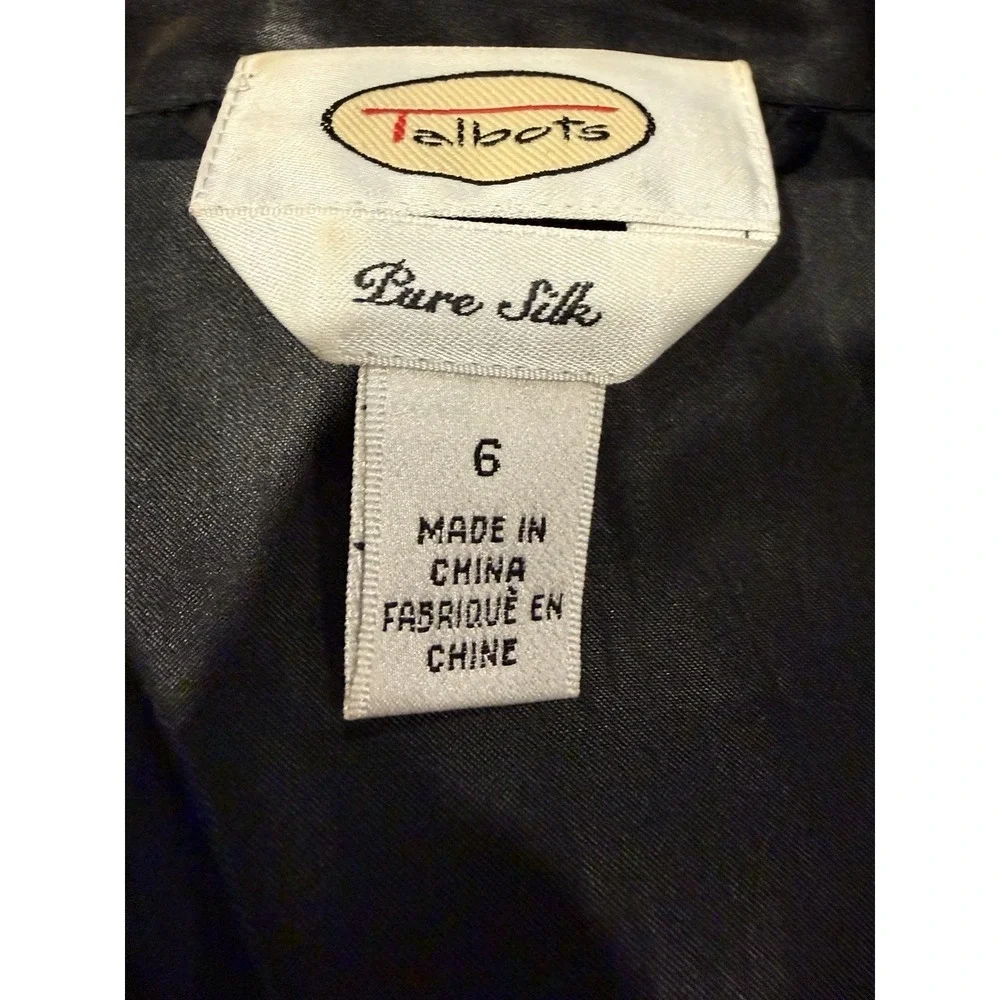 Talbots Pure Silk Black Satin Jacket~Sz 6~Cocktails Minimalist Country Club - Picture 2 of 13